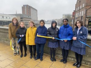 The Mount Girls gathered on Ouse Bridge